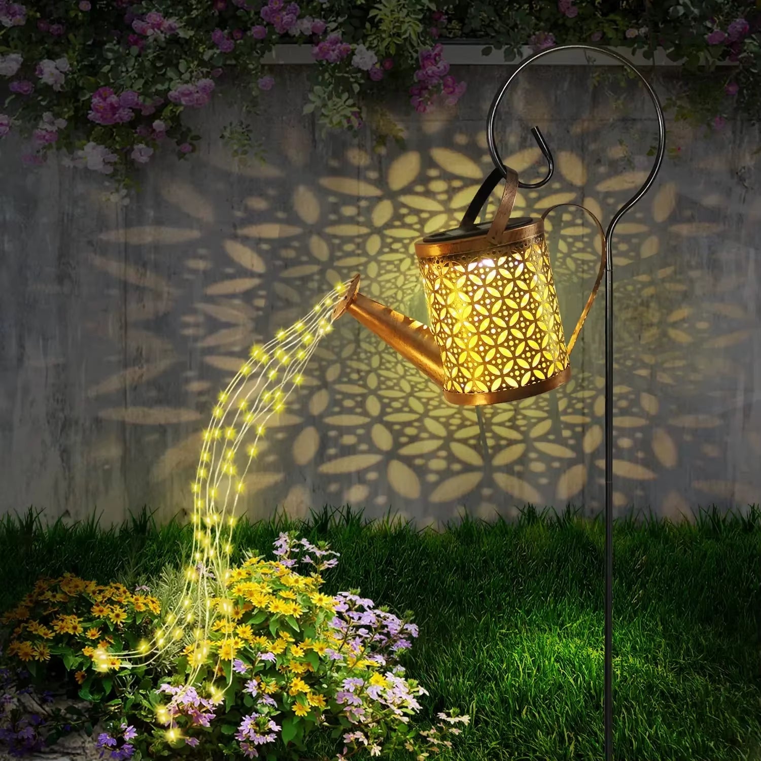 1Pc Solar Watering Can with Lights Outdoor Solar Garden Lights Decro Solar Lights Waterproof Hanging Lantern for Yard Patio