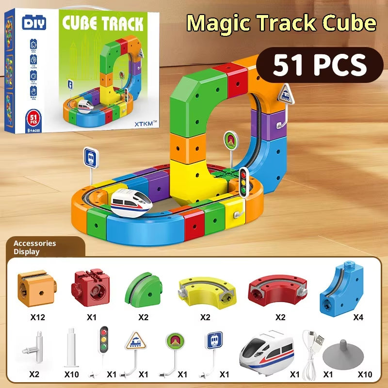 Anti-Gravity Electric Track Set | Snap-Together DIY Railway Building Toy | STEM Educational Gift for Kids