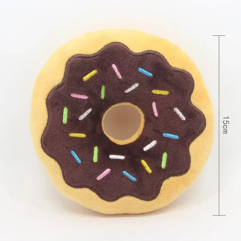 Dog Toys - Donut Plush Sound-making, Squeaky Sounding, Funny Interactive Bite-Resistant Chew Biting Teeth Grinding