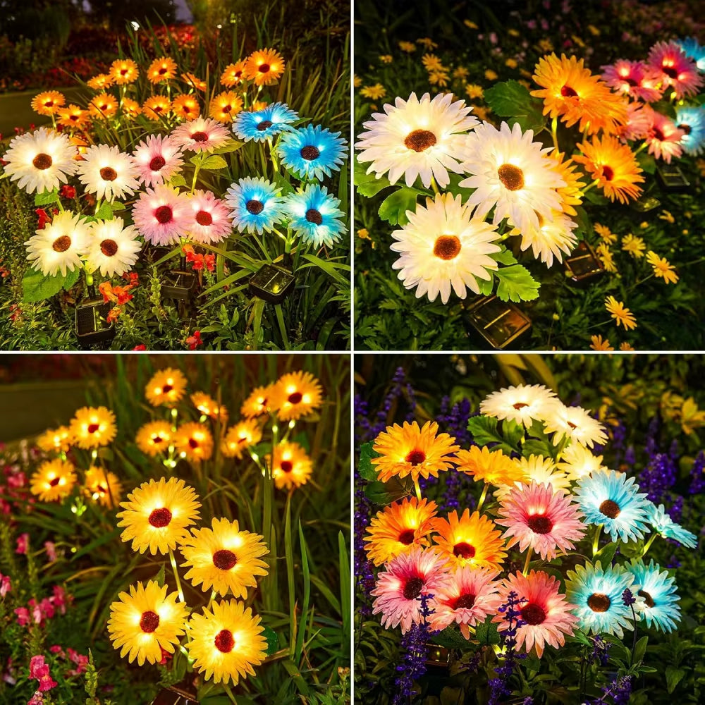 Solar Daisy Flowers Lamp LED Garden Decorative Light Waterproof Outdoor Decorations for Garden Yard Lawn Pathway Holiday Decor