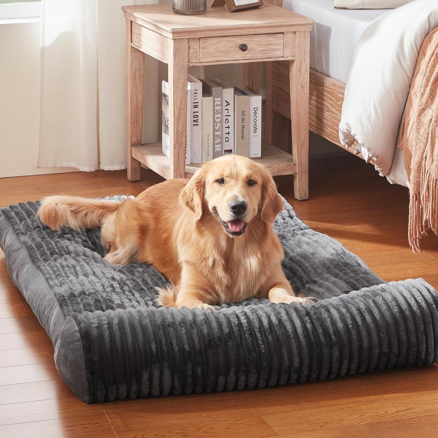 Dog Beds for Medium and Large Dogs Breeds-Sofa Dog Bed with Pillow for Crate Kennel, Super Soft Bed for Support Bolster, Comfortable with a Non-Slip Bottom