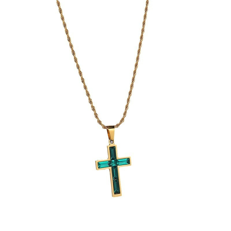 Fashion Jewelry European And American Ing Style Diamond Cross Necklace