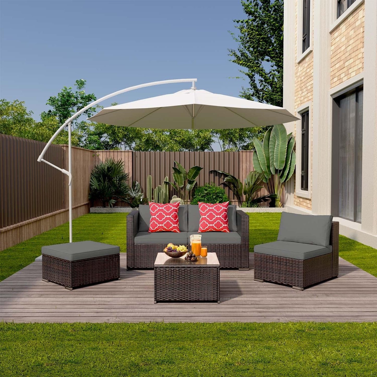 Outdoor Patio Conversation Set - All Weather Gray Sectional.
