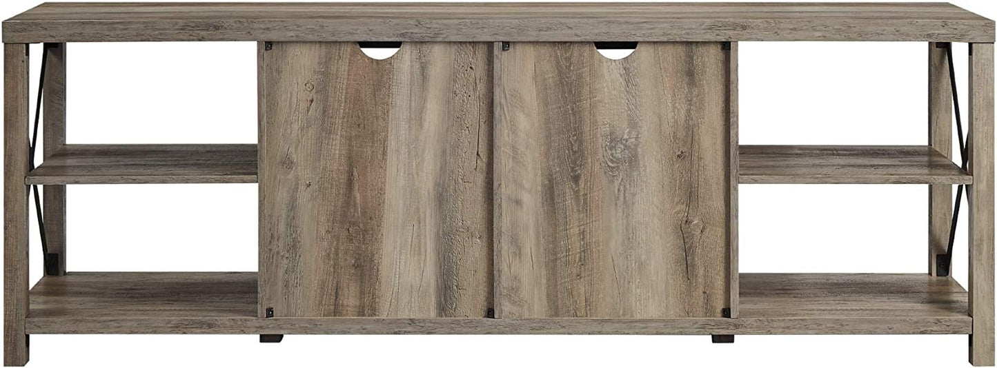 Rustic Modern 70 Inch TV Console With Open Shelves