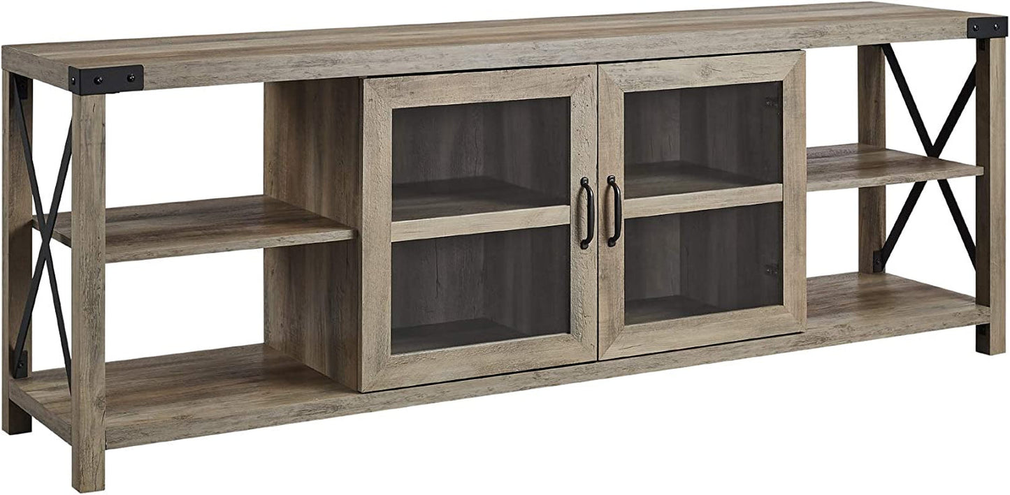 Rustic Modern 70 Inch TV Console With Open Shelves