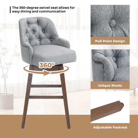 Bar Stools Set of 2 - Counter Height Chairs with Footrest for Kitchen