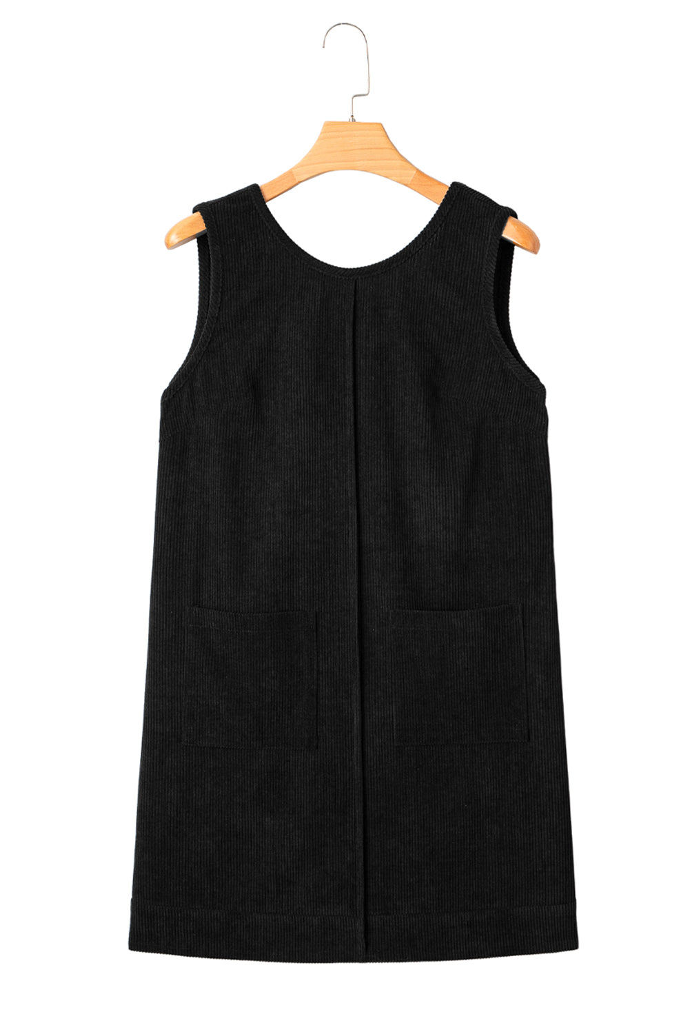 Solid Corduroy Sleeveless Pocketed Mini Dress