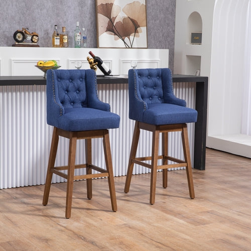 Bar Stools Set of 2 - Counter Height Chairs with Footrest for Kitchen.