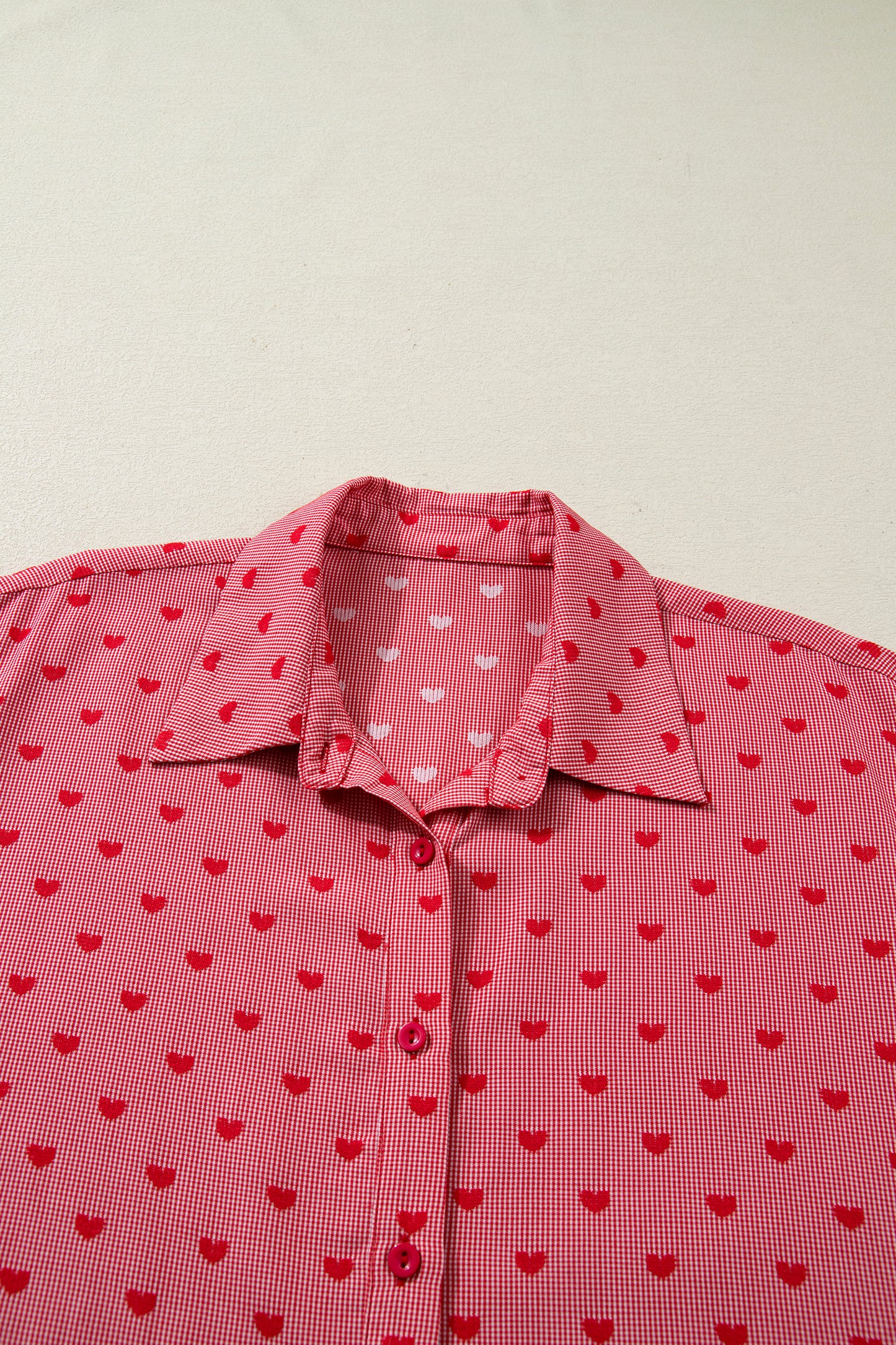 Valentine Heart Short Sleeve Buttoned Shirt