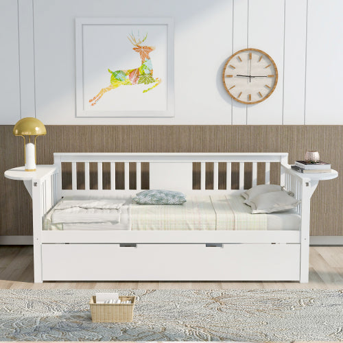Twin Wooden Daybed with Trundle - Sofa Bed for Bedroom