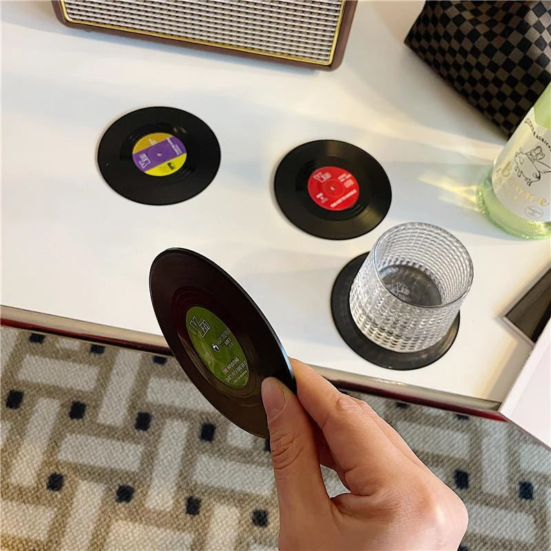 Retro Vinyl Record Drink or Bar Top Coasters - 6pcs