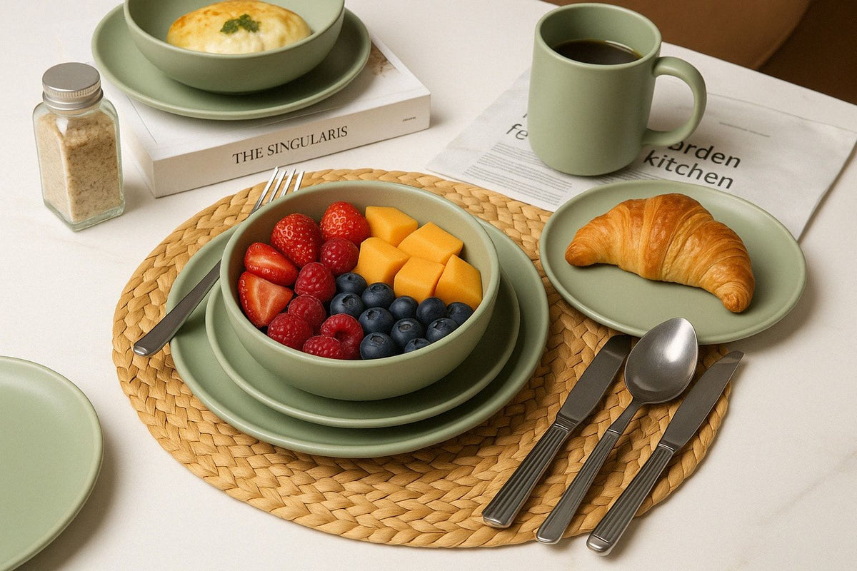 12-Piece Stoneware Dinnerware Sets with Mugs | Microwave & Dishwasher