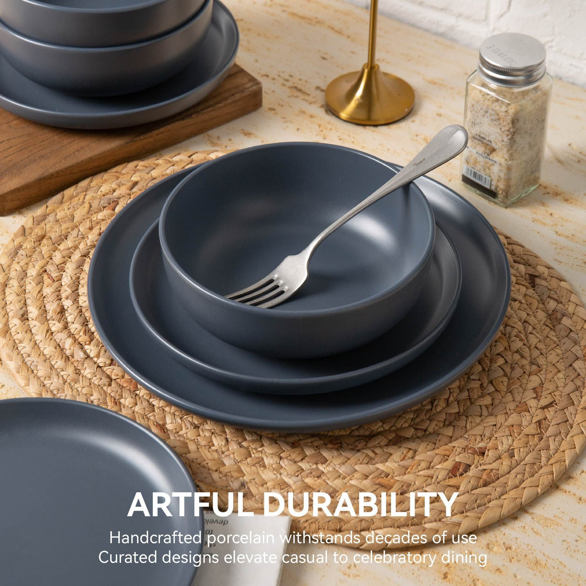 12-Piece Stoneware Dinnerware Sets with Mugs | Microwave & Dishwasher