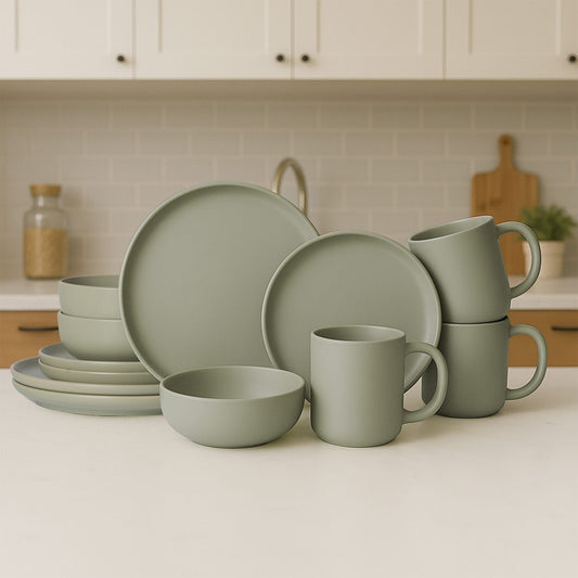12-Piece Stoneware Dinnerware Sets with Mugs | Microwave & Dishwasher