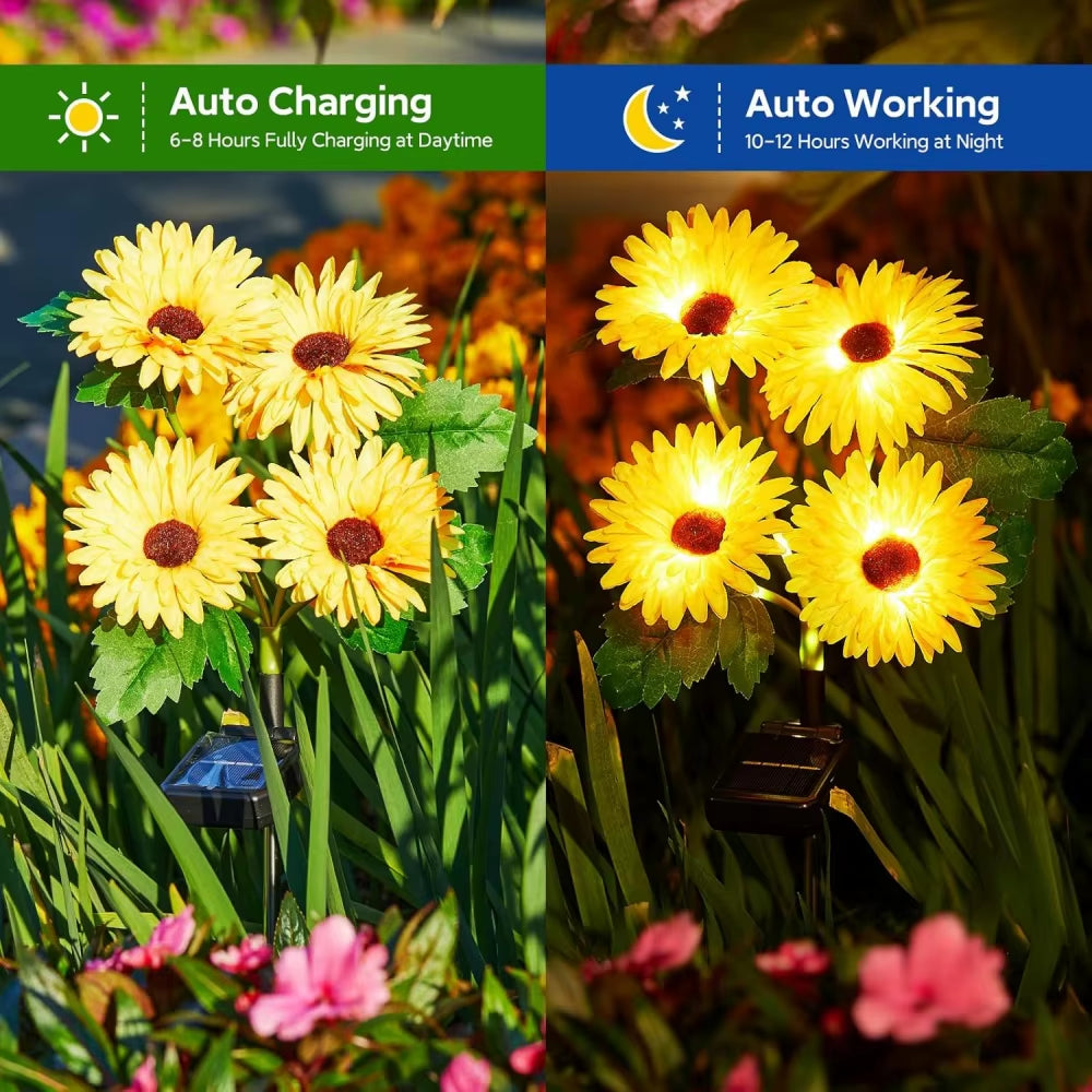 Solar Daisy Flowers Lamp LED Garden Decorative Light Waterproof Outdoor Decorations for Garden Yard Lawn Pathway Holiday Decor