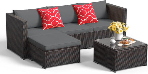 Outdoor Patio Conversation Set - All Weather Gray Sectional.