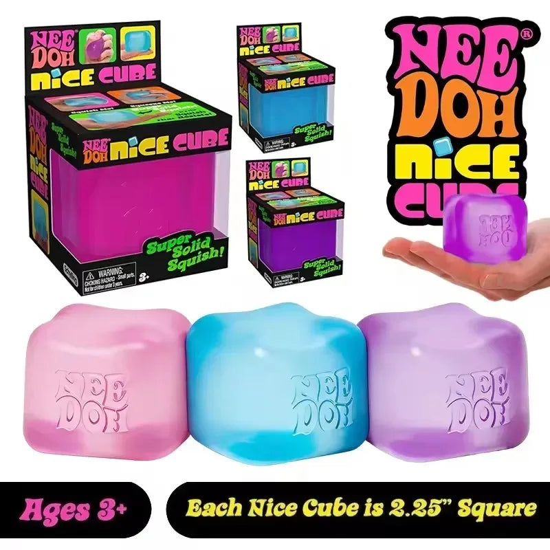 Needoh Squishy Schylling Nice Cube, Sensory Stress Reliever, Fidget Tool, Anti-Anxiety Relief Squeeze Toy For Kids.