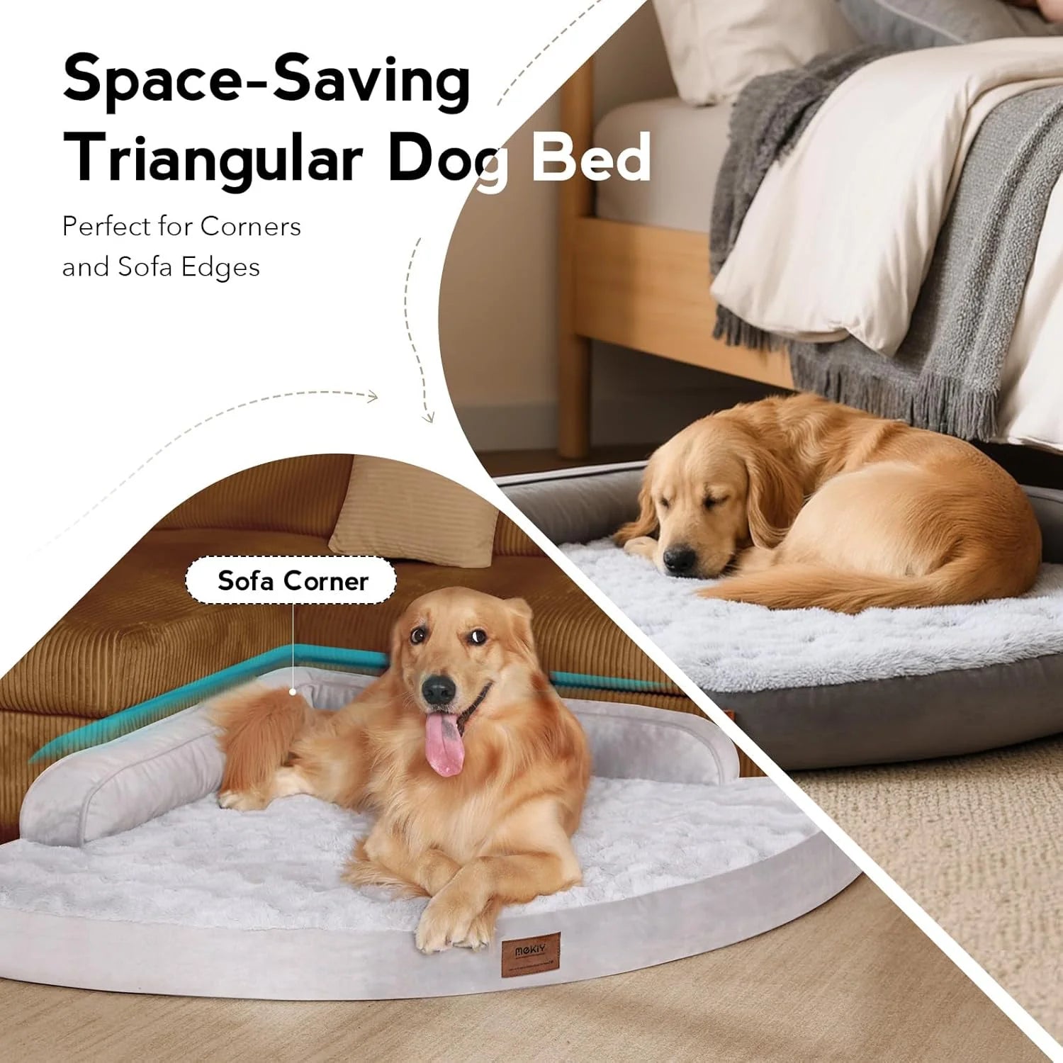 Large Dog Bed - Orthopedic Egg-Crate, Memory Foam Dog Beds with Removable Washable Cover, Waterproof Pet Beds with Non-Slip Bottom (Grey).