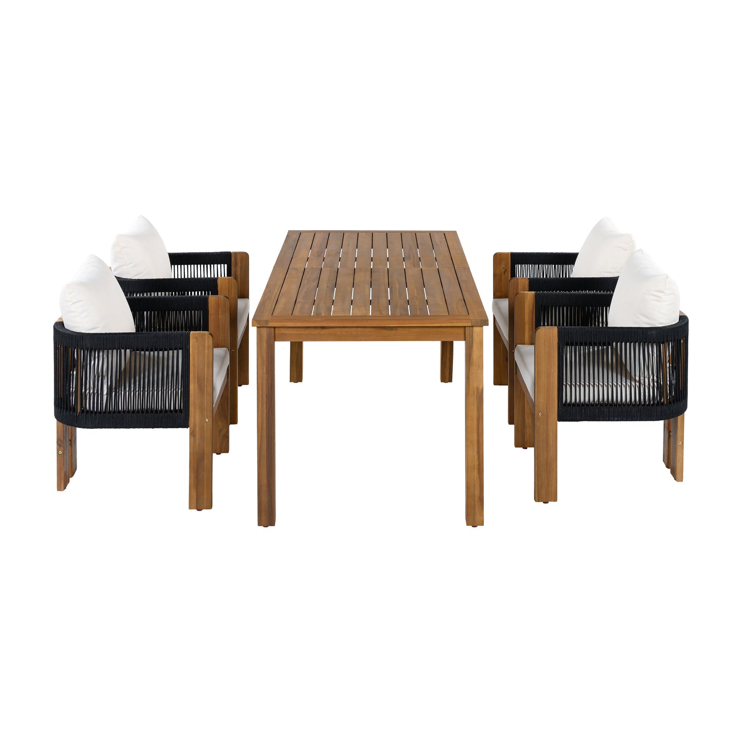 Luxury 5-Piece Outdoor Patio Dining Set for 4, Solid Acacia Wood