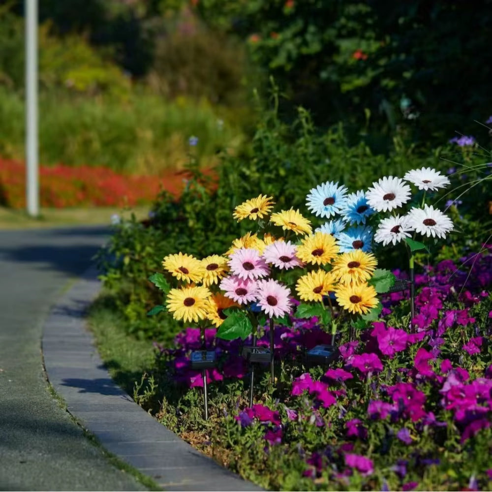 Solar Daisy Flowers Lamp LED Garden Decorative Light Waterproof Outdoor Decorations for Garden Yard Lawn Pathway Holiday Decor