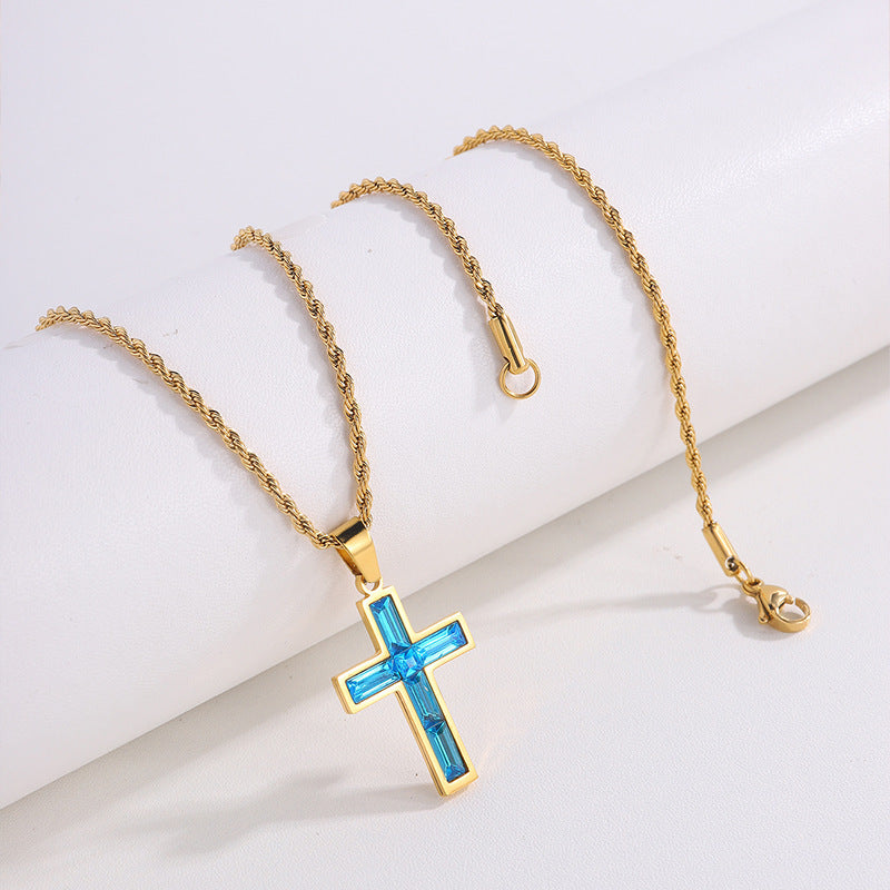 Fashion Jewelry European And American Ing Style Diamond Cross Necklace